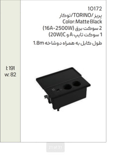پریز کابینتی توکار ملونی کد 10172